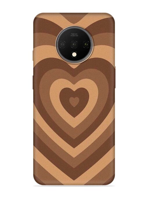 Brown Heart Embossed Soft Silicone Case for Oneplus 7T Zapvi