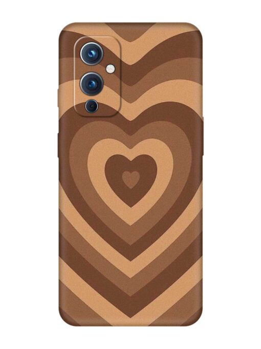 Brown Heart Embossed Soft Silicone Case for Oneplus 9 (5G) Zapvi