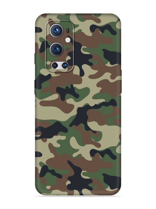 Army Military Camouflage Dark Green Embossed Soft Silicone Case for Oneplus 9 Pro (5G) Zapvi