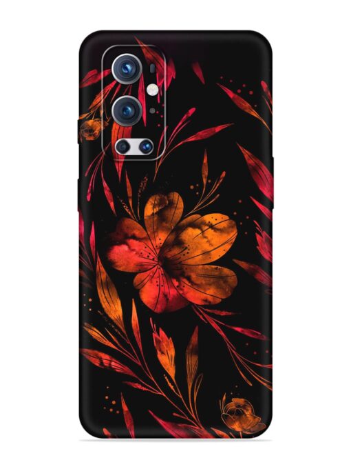 Red Flower Painting Embossed Soft Silicone Case for Oneplus 9 Pro (5G) Zapvi