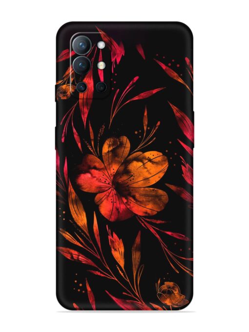 Red Flower Painting Embossed Soft Silicone Case for Oneplus 9R (5G) Zapvi