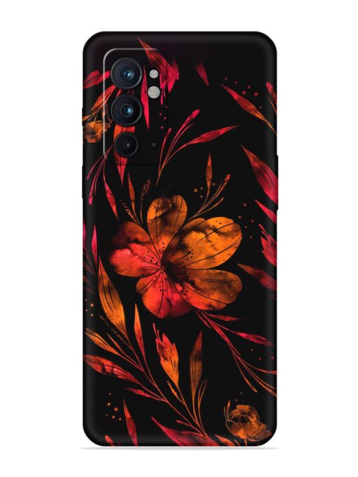 Red Flower Painting Embossed Soft Silicone Case for Oneplus 9RT (5G) Zapvi