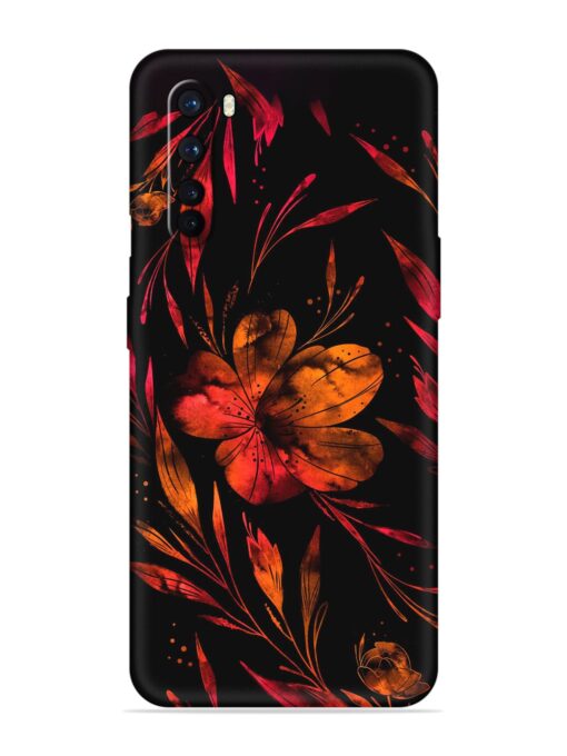 Red Flower Painting Embossed Soft Silicone Case for Oneplus Nord