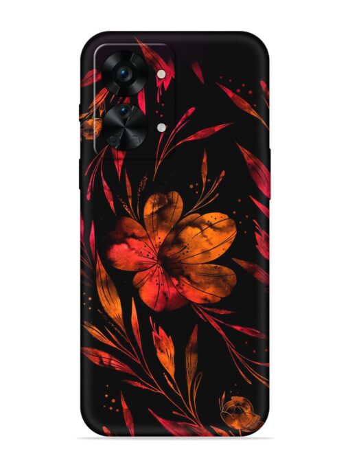 Red Flower Painting Embossed Soft Silicone Case for Oneplus Nord 2T (5G) Zapvi