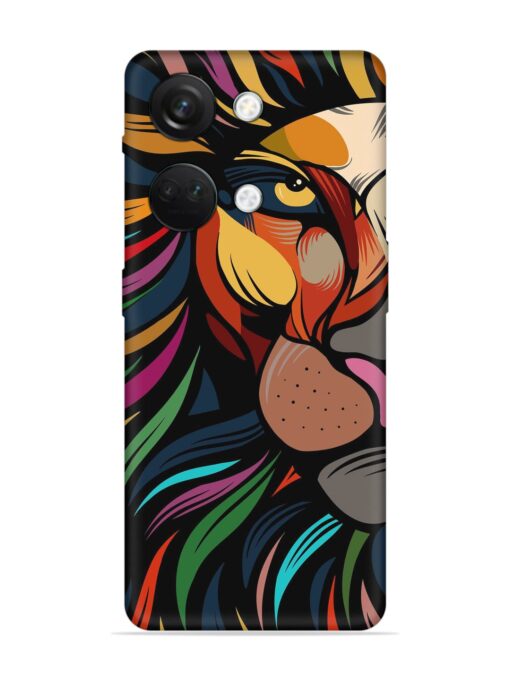 Trippy Lion Art Embossed Soft Silicone Case for Oneplus Nord 3 (5G)