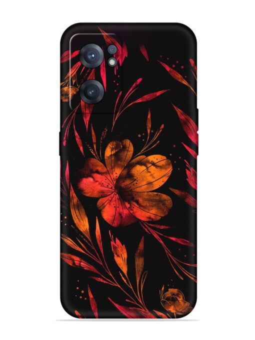 Red Flower Painting Embossed Soft Silicone Case for Oneplus Nord Ce 2 (5G) Zapvi