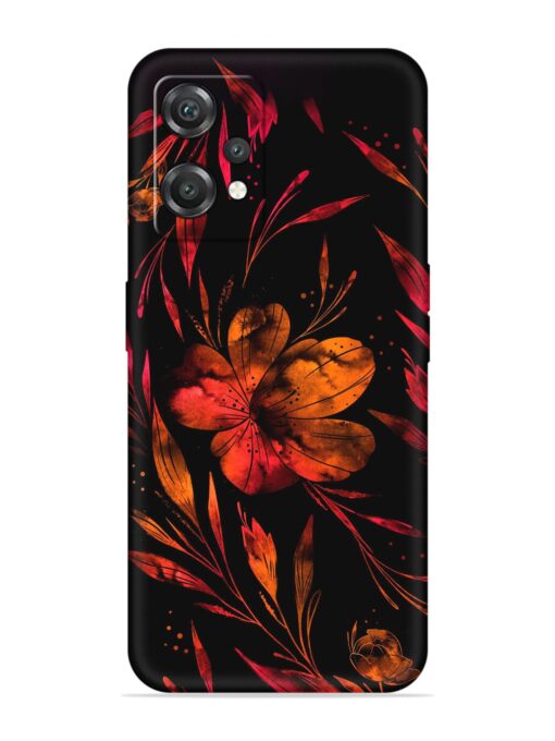 Red Flower Painting Embossed Soft Silicone Case for Oneplus Nord Ce 2 Lite (5G) Zapvi