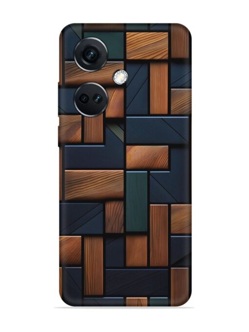 Wooden Background Cubes Embossed Soft Silicone Case for Oneplus Nord Ce 3 (5G) Zapvi