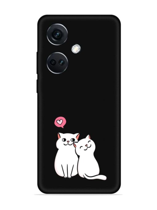 Cute Loving Cats Embossed Soft Silicone Case for Oneplus Nord Ce 3 (5G)