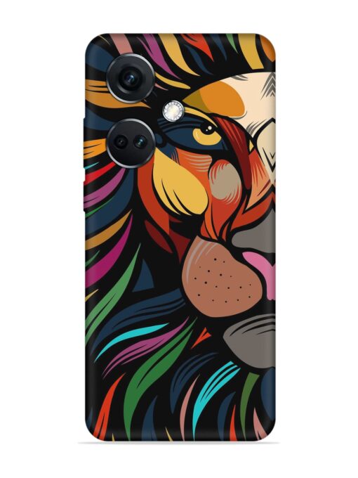 Trippy Lion Art Embossed Soft Silicone Case for Oneplus Nord Ce 3 (5G) Zapvi