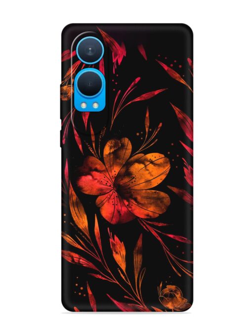 Red Flower Painting Embossed Soft Silicone Case for Oneplus Nord Ce 4 Lite (5G)