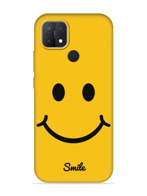 Yellow Smiley Embossed Soft Silicone Case for Oppo A15 Zapvi