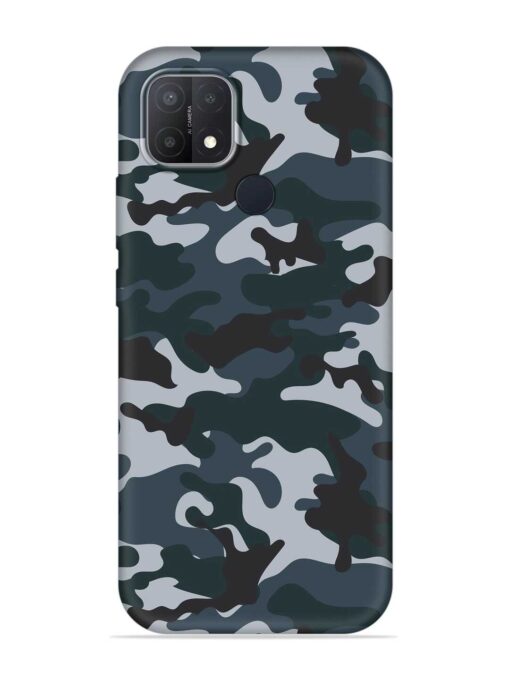 Dark Blue Army Military Art Embossed Soft Silicone Case for Oppo A15 Zapvi