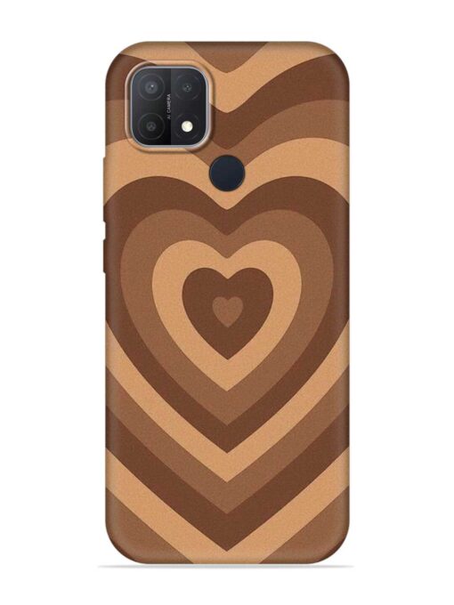 Brown Heart Embossed Soft Silicone Case for Oppo A15 Zapvi