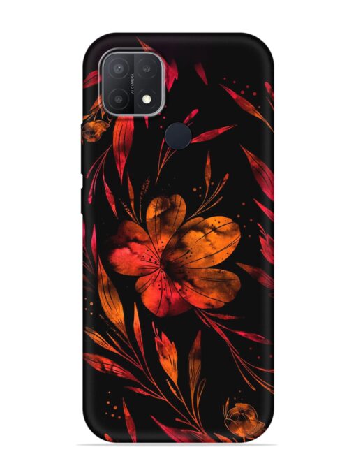 Red Flower Painting Embossed Soft Silicone Case for Oppo A15 Zapvi