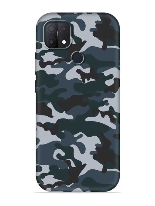 Dark Blue Army Military Art Embossed Soft Silicone Case for Oppo A15S