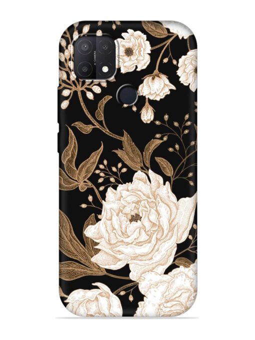 Peonies Roses Floral Embossed Soft Silicone Case for Oppo A15S