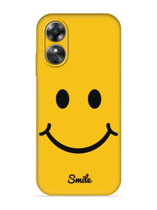 Yellow Smiley Embossed Soft Silicone Case for Oppo A17 Zapvi