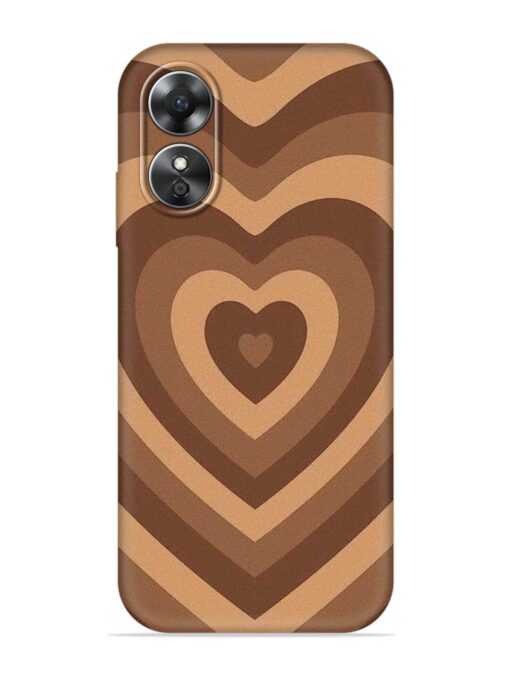 Brown Heart Embossed Soft Silicone Case for Oppo A17 Zapvi