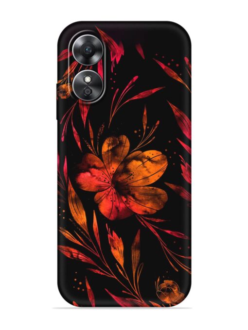 Red Flower Painting Embossed Soft Silicone Case for Oppo A17 Zapvi