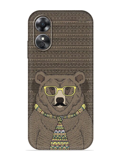 Grizzly Bear Embossed Soft Silicone Case for Oppo A17 Zapvi