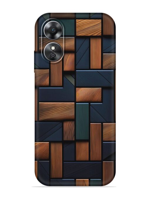 Wooden Background Cubes Embossed Soft Silicone Case for Oppo A17 Zapvi