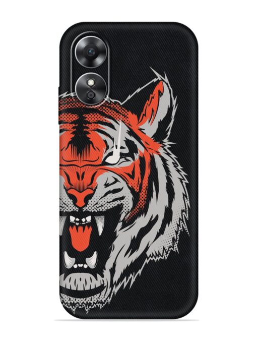 Tiger Aggression Embossed Soft Silicone Case for Oppo A17 Zapvi