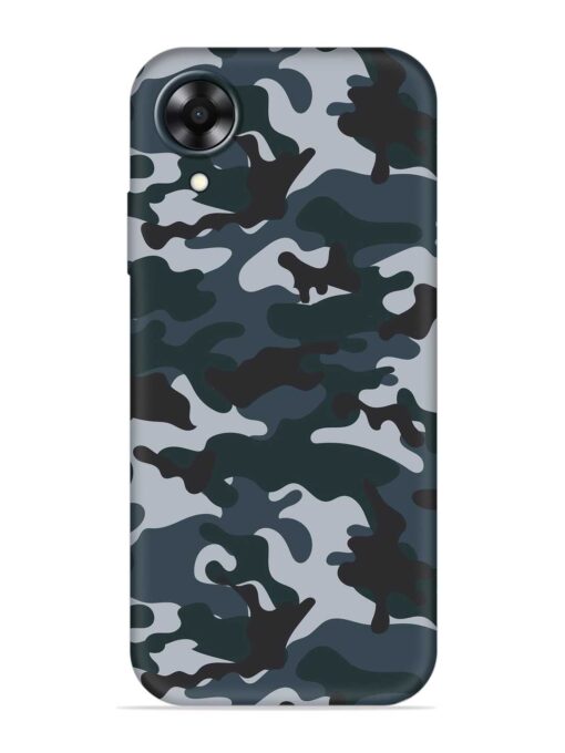 Dark Blue Army Military Art Embossed Soft Silicone Case for Oppo A17K