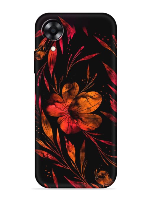 Red Flower Painting Embossed Soft Silicone Case for Oppo A17K