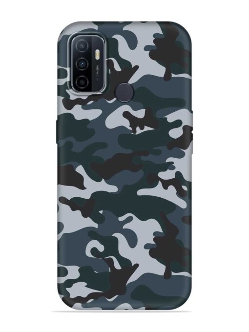 Dark Blue Army Military Art Embossed Soft Silicone Case for Oppo A33 (2020) Zapvi