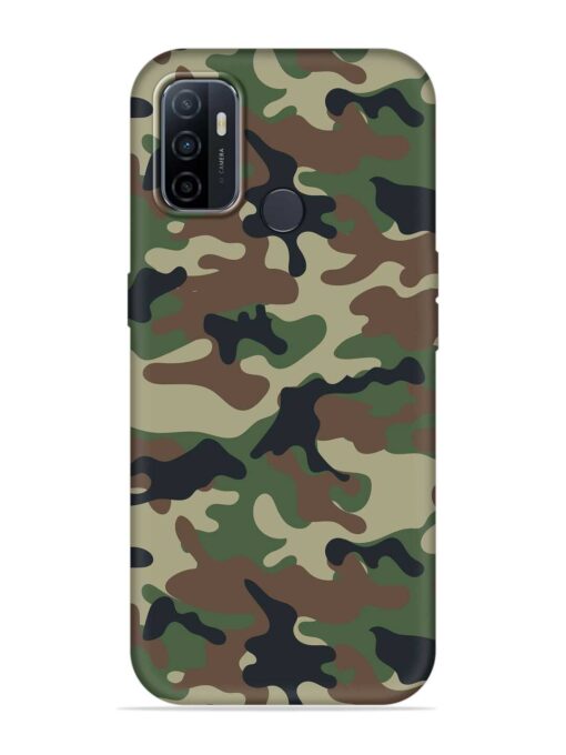 Army Military Camouflage Dark Green Embossed Soft Silicone Case for Oppo A33 (2020) Zapvi