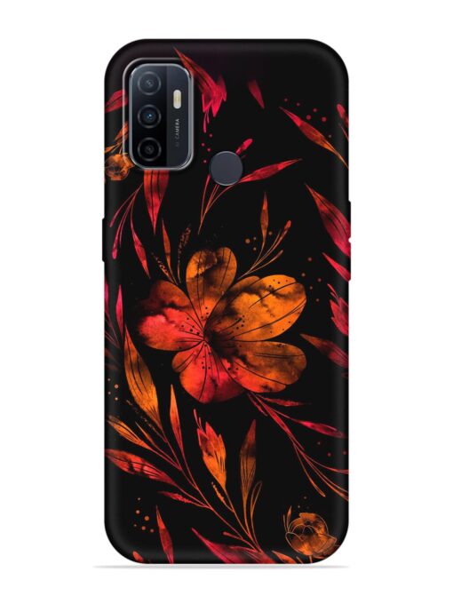 Red Flower Painting Embossed Soft Silicone Case for Oppo A33 (2020) Zapvi