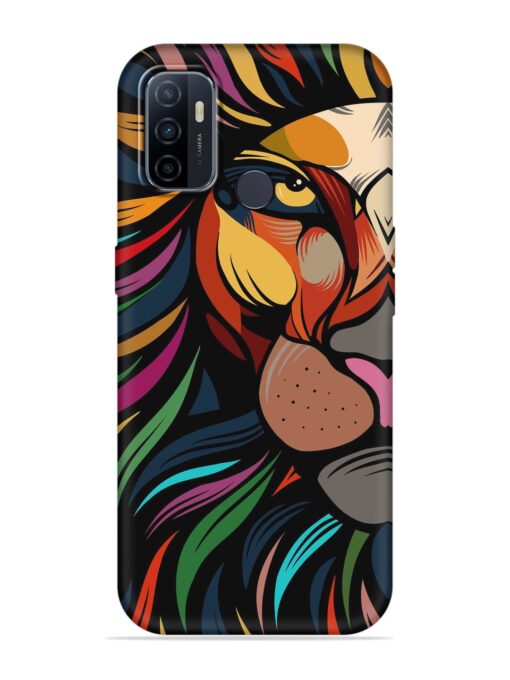 Trippy Lion Art Embossed Soft Silicone Case for Oppo A33 (2020)