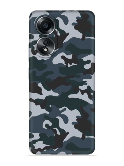 Dark Blue Army Military Art Embossed Soft Silicone Case for Oppo A38