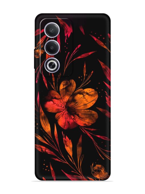 Red Flower Painting Embossed Soft Silicone Case for Oppo A3 Pro (5G)