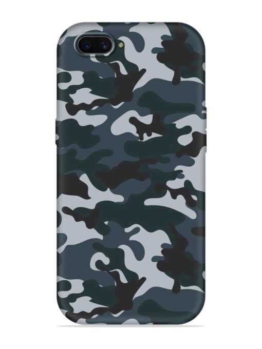 Dark Blue Army Military Art Embossed Soft Silicone Case for Oppo A3S