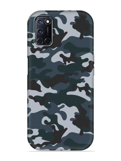 Dark Blue Army Military Art Embossed Soft Silicone Case for Oppo A52 Zapvi