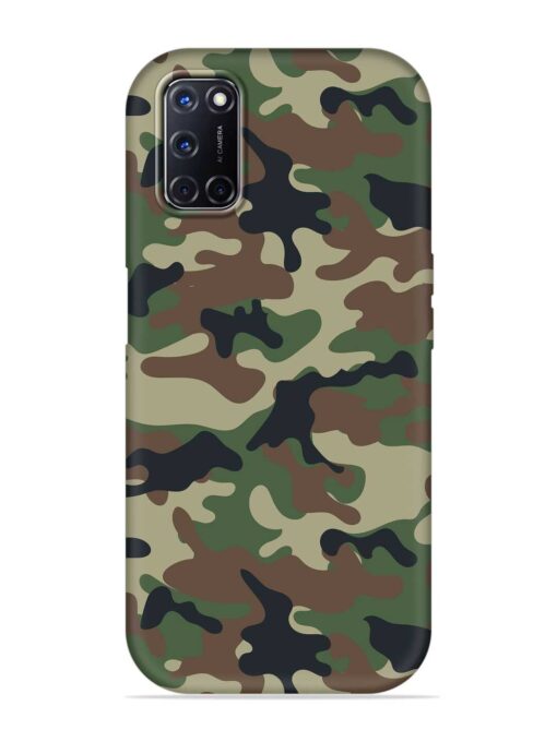 Army Military Camouflage Dark Green Embossed Soft Silicone Case for Oppo A52 Zapvi