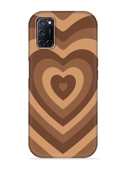 Brown Heart Embossed Soft Silicone Case for Oppo A52 Zapvi