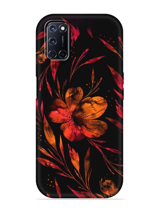 Red Flower Painting Embossed Soft Silicone Case for Oppo A52 Zapvi