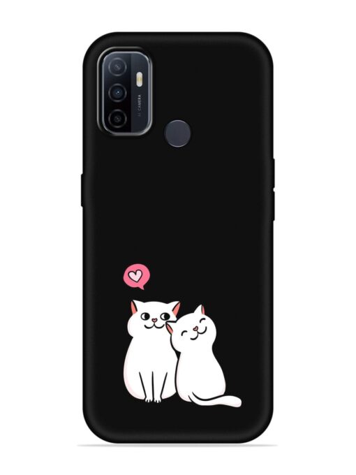 Cute Loving Cats Embossed Soft Silicone Case for Oppo A53