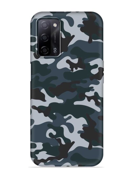 Dark Blue Army Military Art Embossed Soft Silicone Case for Oppo A53S (5G) Zapvi