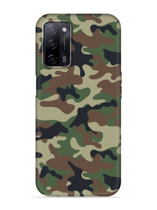 Army Military Camouflage Dark Green Embossed Soft Silicone Case for Oppo A53S (5G) Zapvi