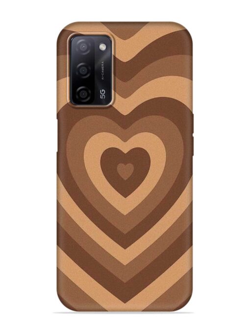 Brown Heart Embossed Soft Silicone Case for Oppo A53S (5G) Zapvi