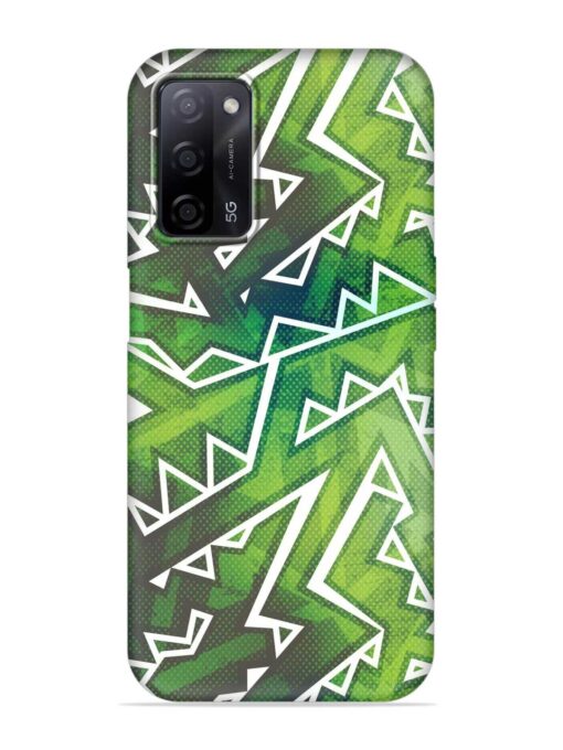 Green Graffiti Seamless Embossed Soft Silicone Case for Oppo A53S (5G) Zapvi