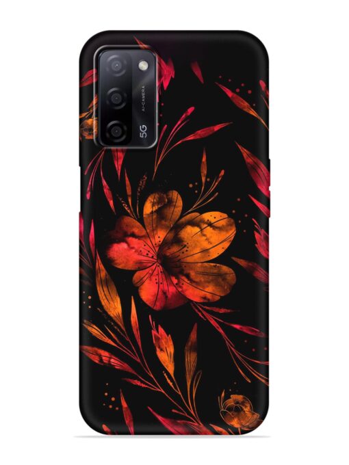 Red Flower Painting Embossed Soft Silicone Case for Oppo A53S (5G)