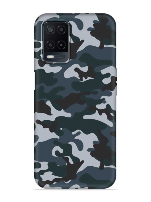 Dark Blue Army Military Art Embossed Soft Silicone Case for Oppo A54 Zapvi