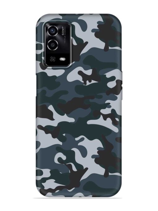 Dark Blue Army Military Art Embossed Soft Silicone Case for Oppo A55