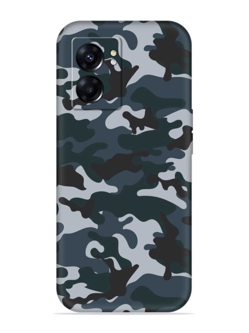 Dark Blue Army Military Art Embossed Soft Silicone Case for Oppo A57 (5G)