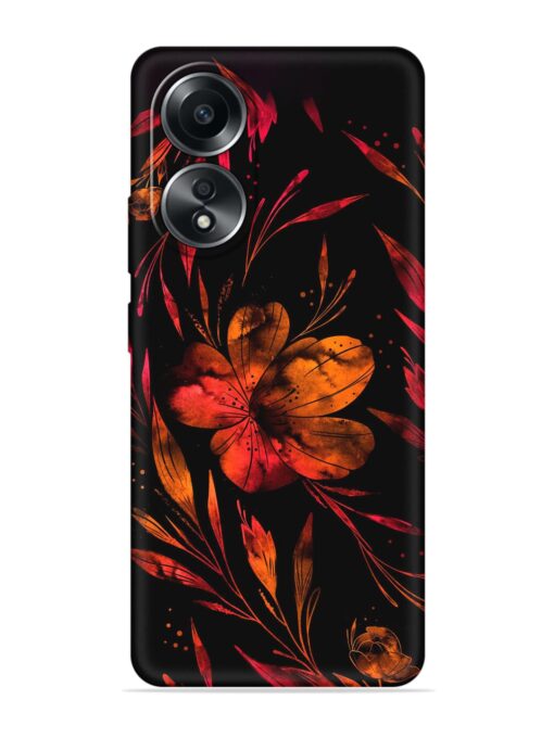 Red Flower Painting Embossed Soft Silicone Case for Oppo A58 Zapvi